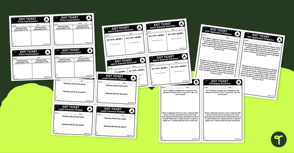 去Multi-Digit Whole Numbers & Decimals – Exit Tickets teaching resource