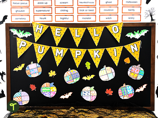 Hello Pumpkin! Fall Bulletin Board Display teaching resource