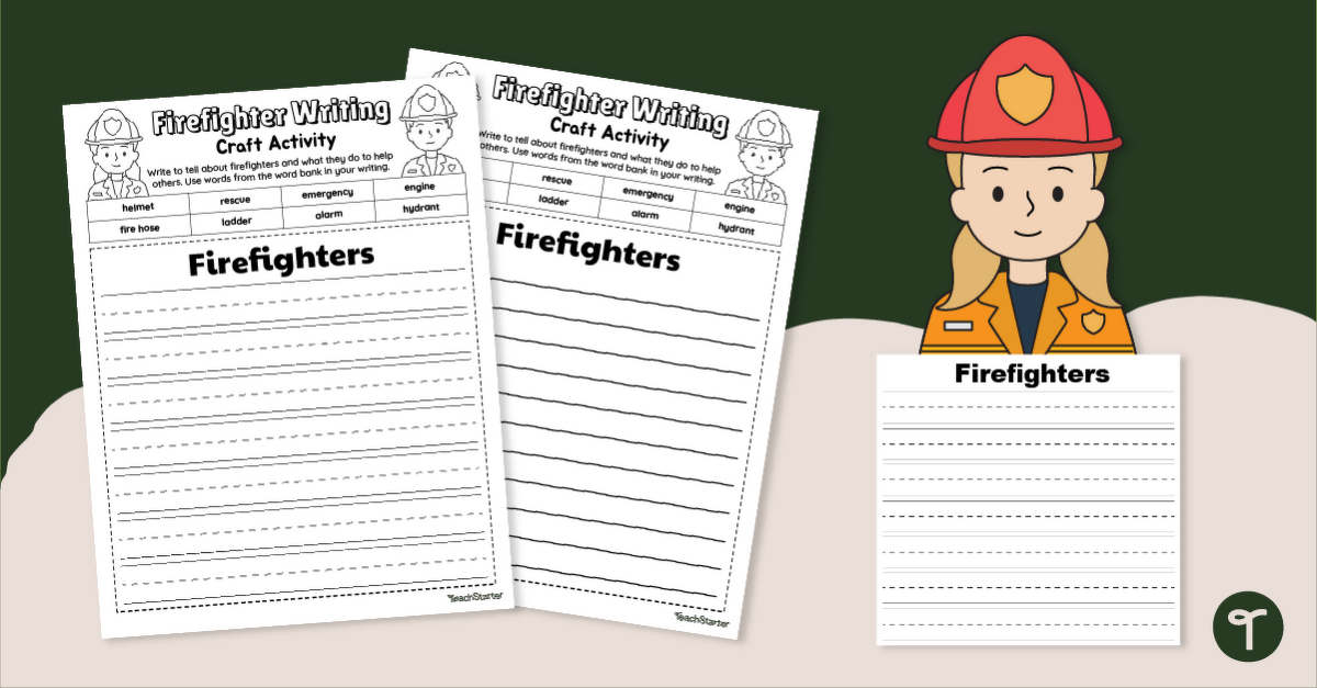 All About Firefighters - Fire Safety Writing and Craft Activity teaching resource