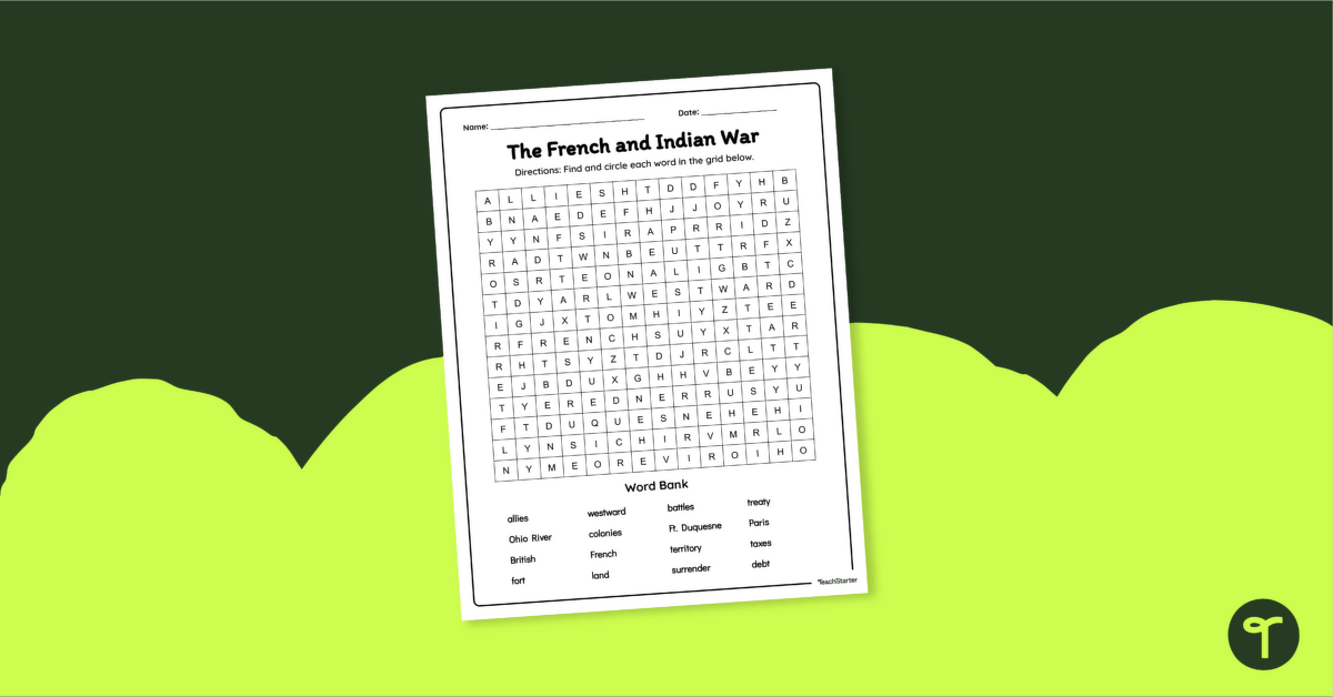 The French and Indian War - Word Search teaching resource