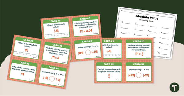 Image of Absolute Value Task Cards