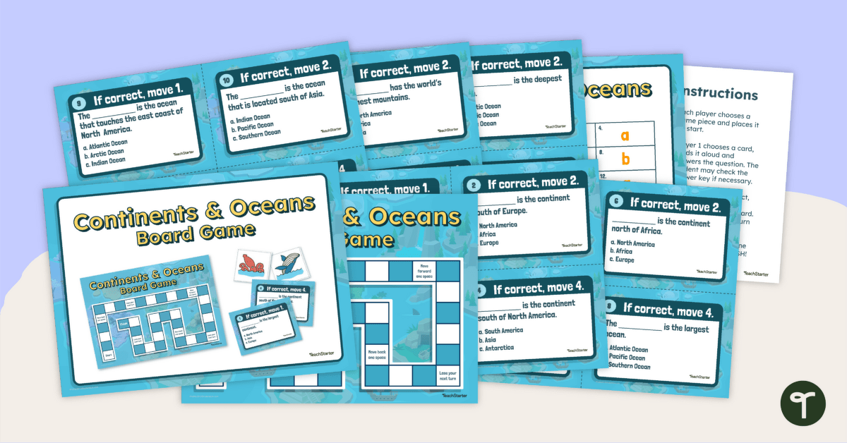 Continents and Oceans Board Game teaching resource