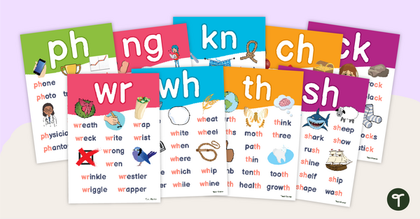 Consonant Digraphs Poster Pack teaching resource
