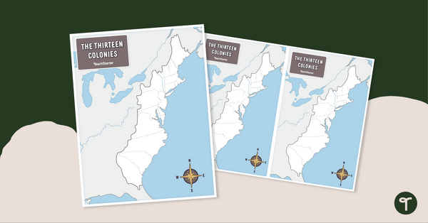 13 Colonies Map and Quiz (Print and Digital Resource)  13 colonies map,  Meet the teacher template, Social studies middle school