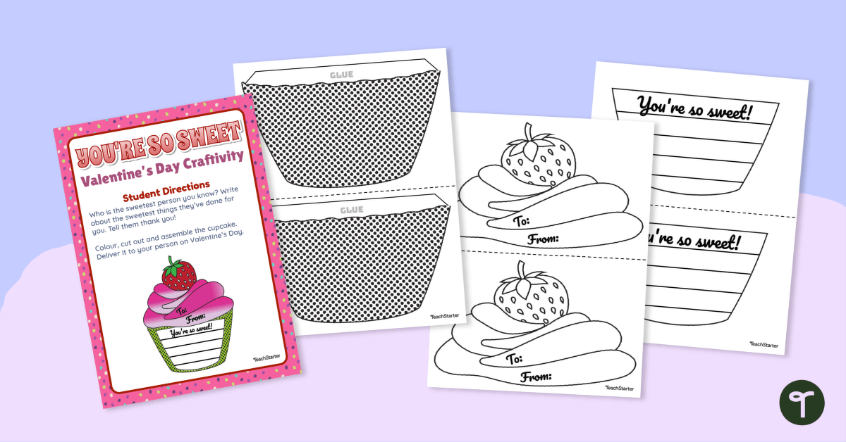 Valentines Day Craft for Kids - Cupcake Valentine teaching resource