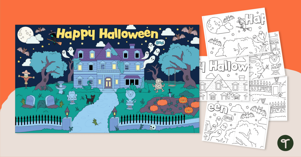 Halloween Collaborative Colouring Sheet teaching resource
