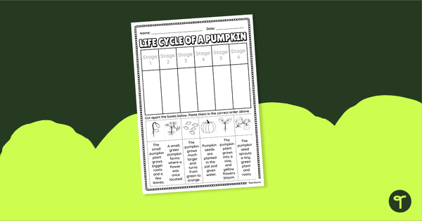 Life Cycle of a Pumpkin Cut and Paste Worksheet teaching resource