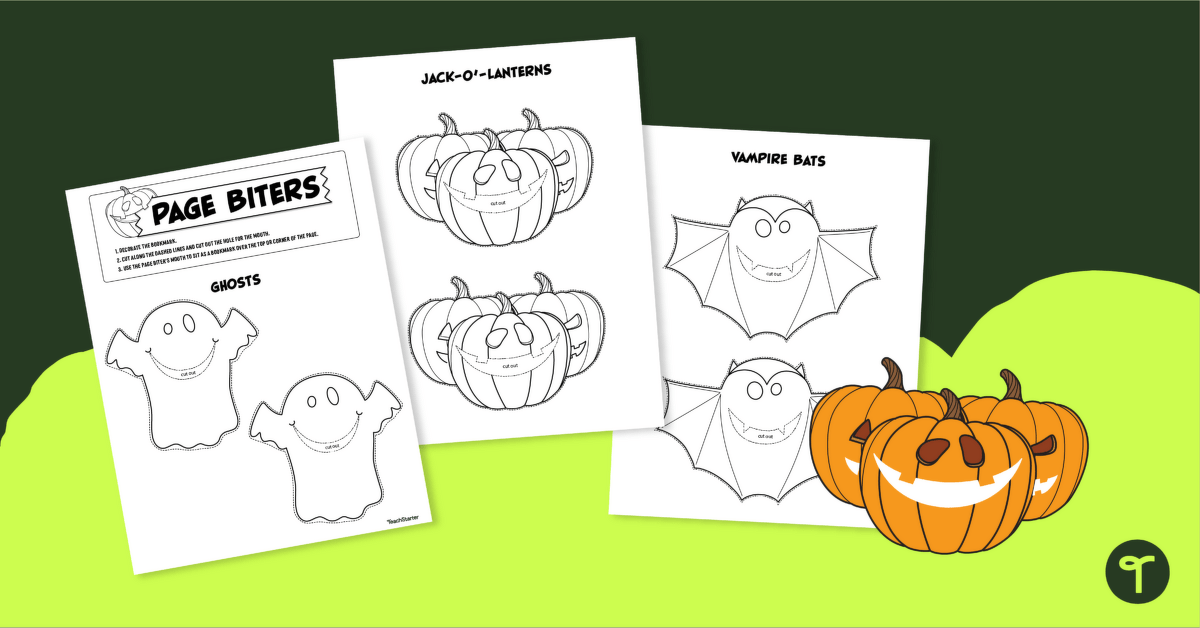 Page Biter Bookmarks - Halloween Printable teaching resource