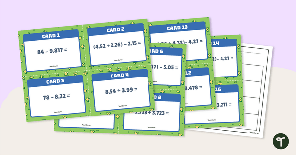 Go to Addition and Subtraction with Decimals – Task Cards teaching resource