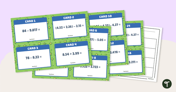 去Addition and Subtraction with Decimals – Task Cards teaching resource