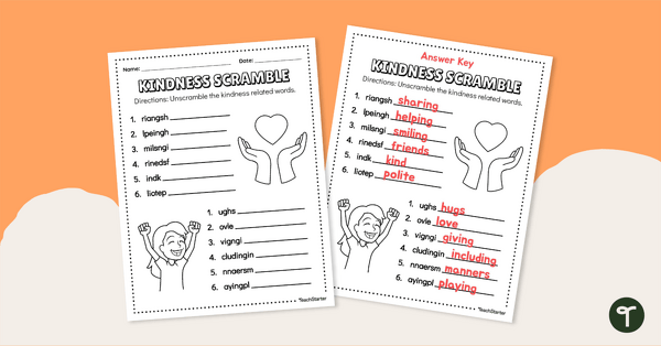 Go to Kindness Word Scramble teaching resource