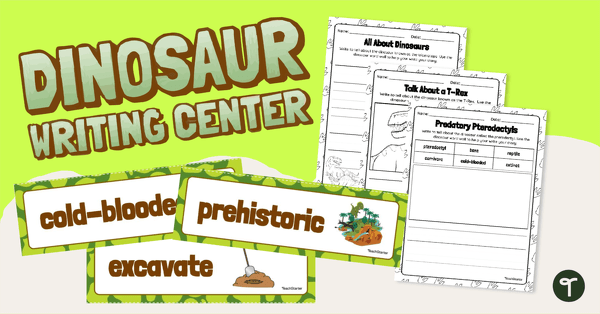 Dinosaurs - Vocabulary Cards and Writing Prompts for Second Grade teaching resource