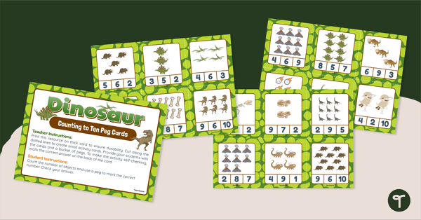 Counting Peg Cards – Dinosaurs teaching resource