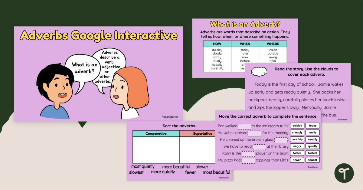 Adverbs Google Interactive teaching resource