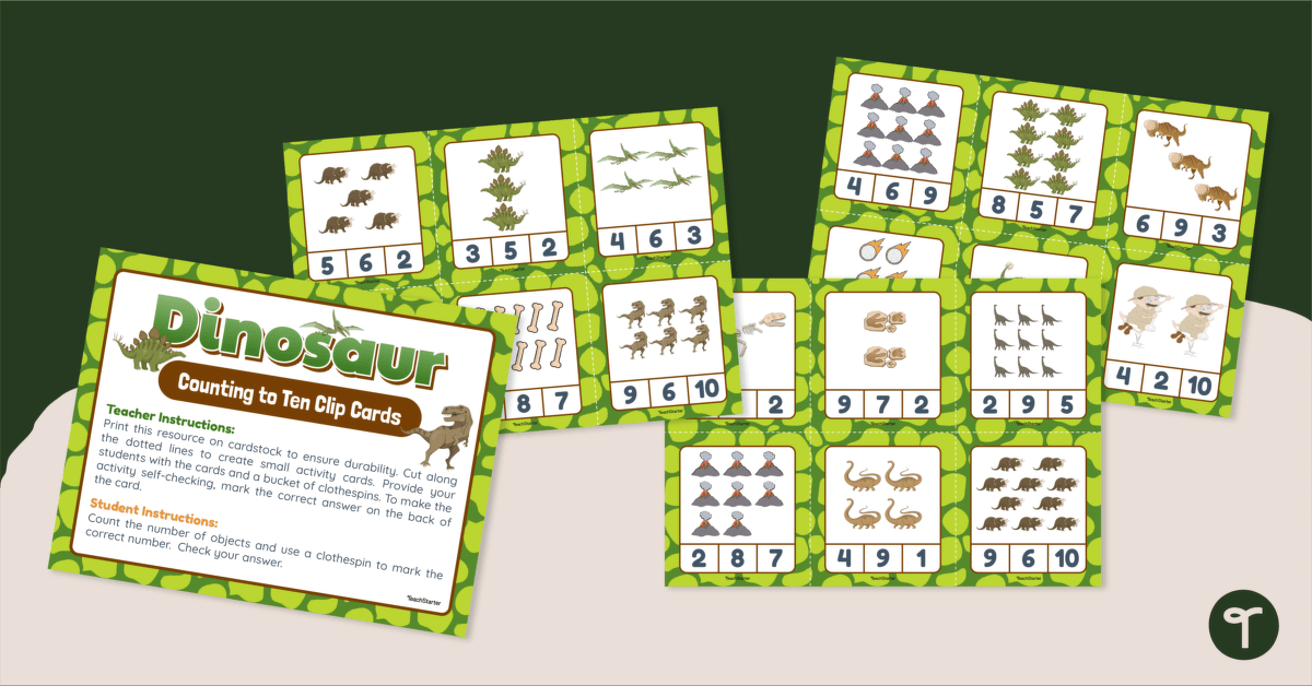 Counting Clip Cards - Dinosaurs teaching resource