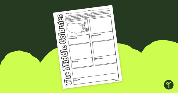 The Middle Colonies - Image Board Worksheet teaching resource