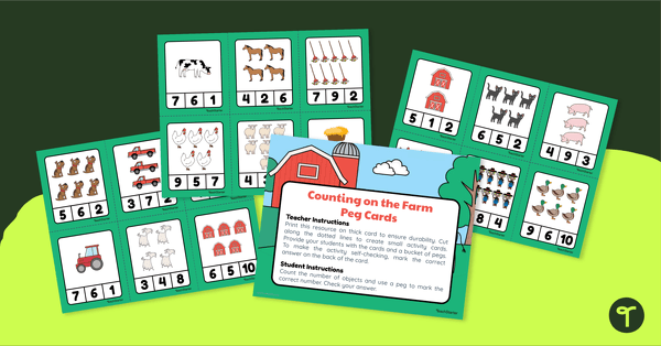 Counting Peg Cards – On the Farm teaching resource