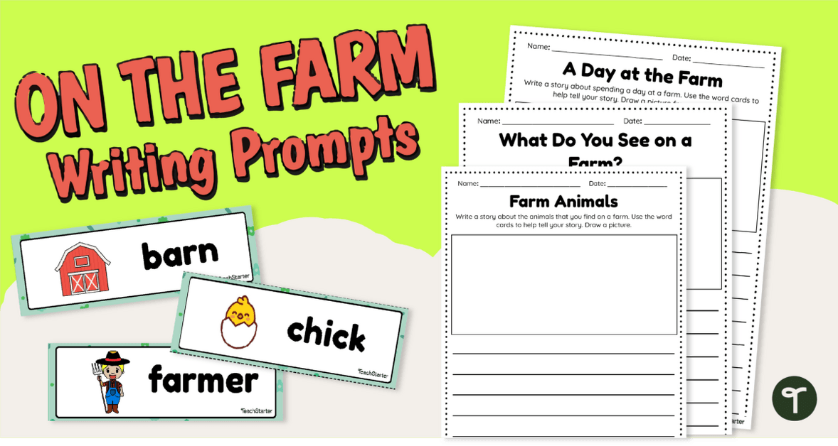 Farm-Themed Flashcards and Writing Prompts teaching resource