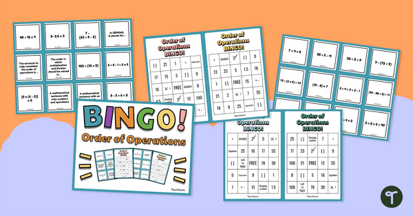 Image of Order of Operations Bingo