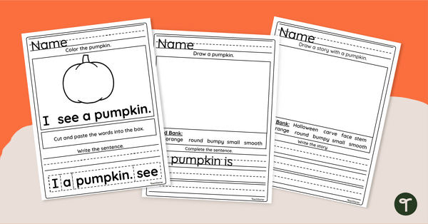 Go to Write About It! Pumpkins - Differentiated Writing Prompts teaching resource