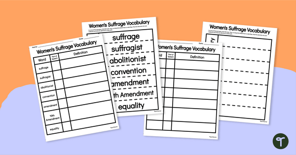 Go to Women's Suffrage Vocabulary Graphic Organizers teaching resource