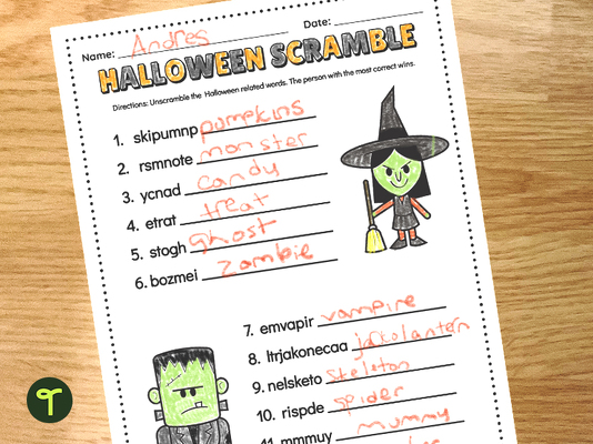 Halloween Word Scramble teaching resource