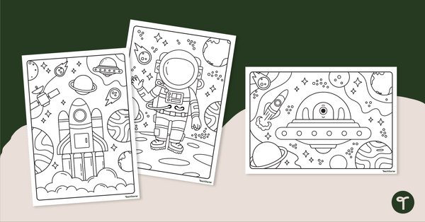 Space-themed Mindfulness Colouring in Pages teaching resource