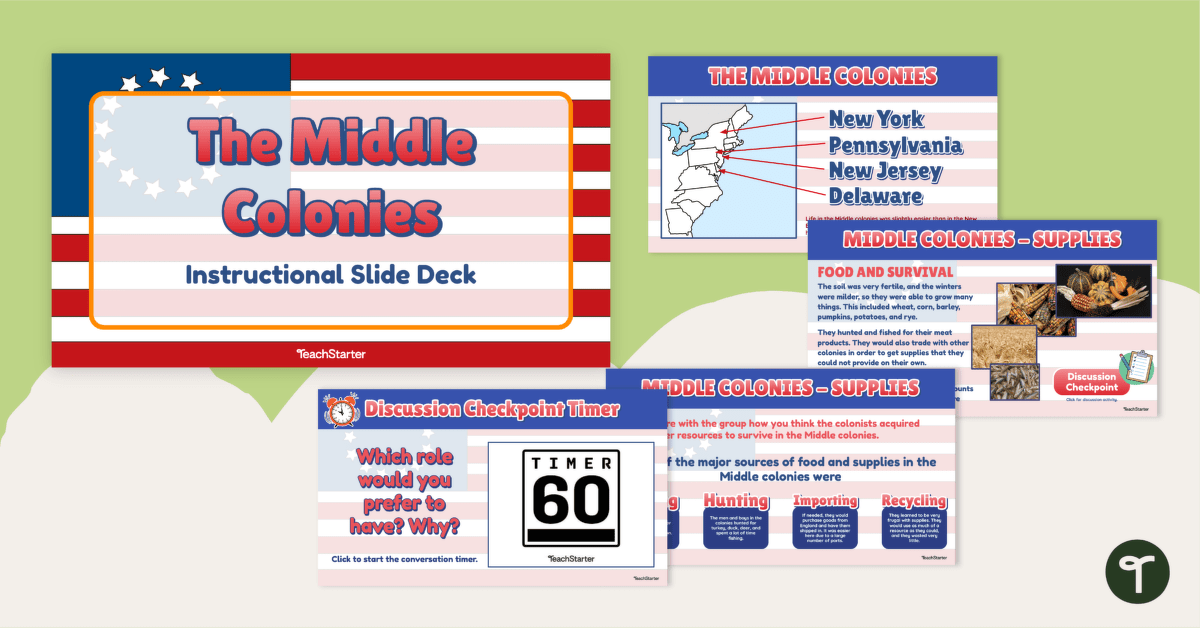 The Middle Colonies Instructional Slide Deck teaching resource