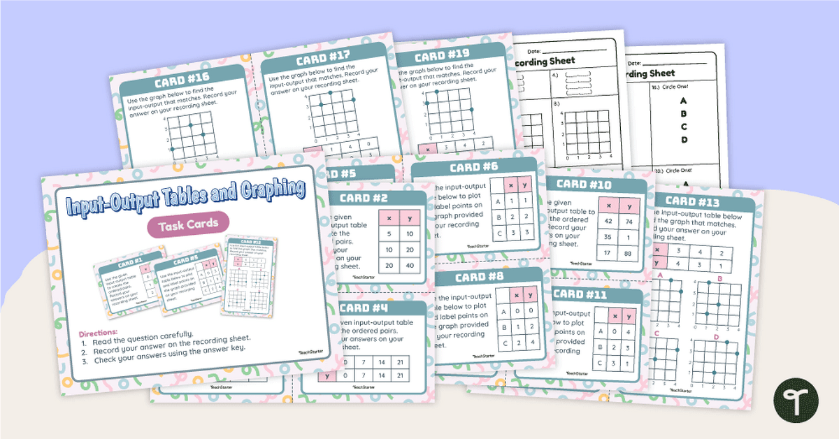 Input-Output Tables & Graphing – Task Cards teaching-resource