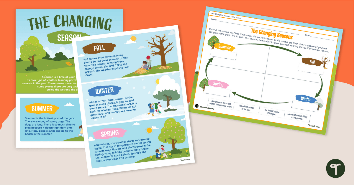 The Changing Seasons Comprehension Worksheets teaching resource