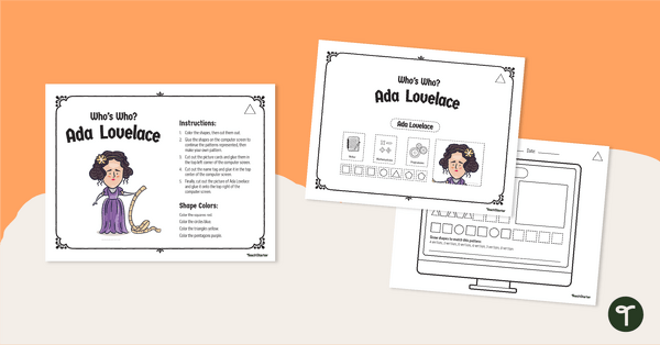 Image of Ada Lovelace - Cut and Paste Shapes and Patterns Activity