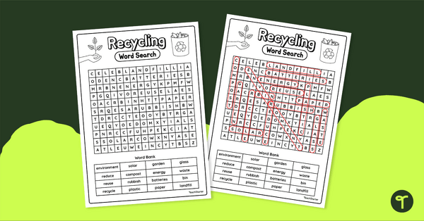 Go to Recycling Word Search teaching resource