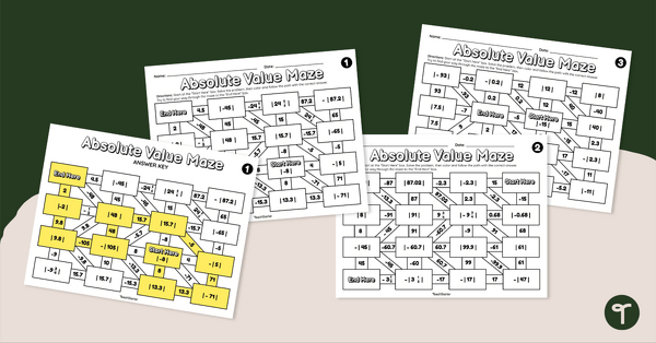 Absolute Value Mazes teaching resource