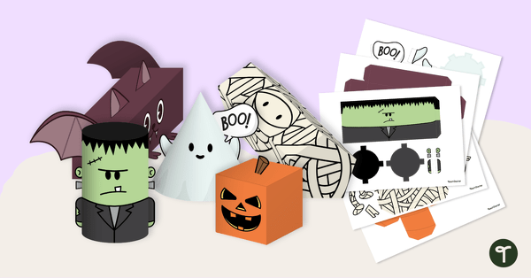 3D Object Halloween Character Templates teaching resource