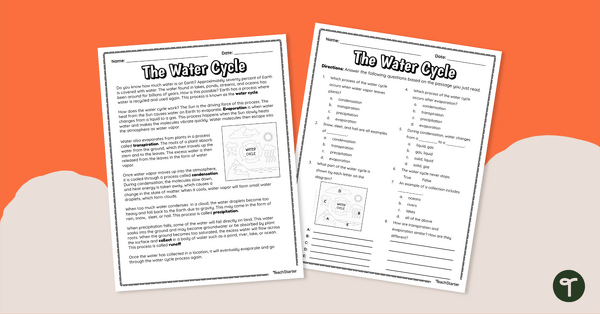 Image of The Water Cycle – Reading Comprehension Worksheet