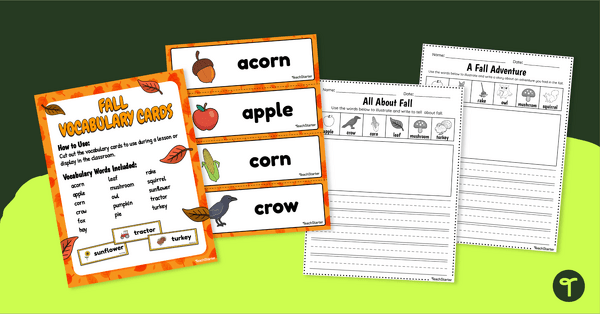 Go to Fall Vocabulary Cards and Writing Center teaching resource
