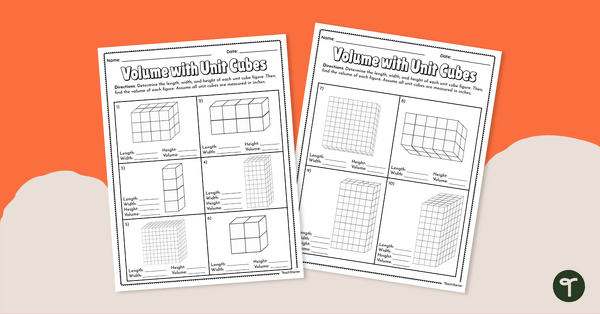 Go to Volume with Unit Cubes – Worksheet teaching resource