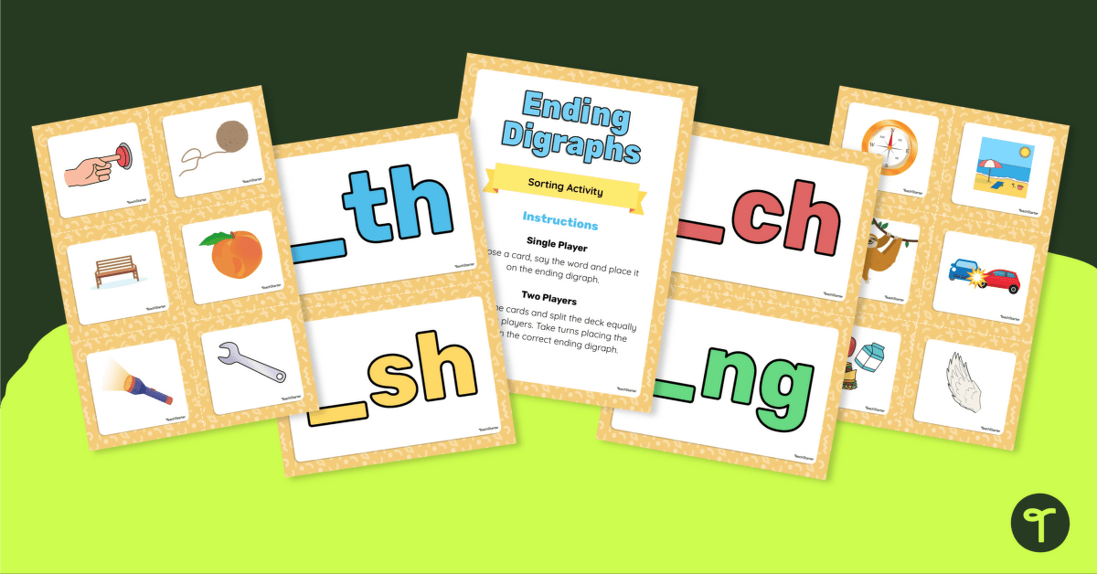 Ending Consonant Digraphs Sorting Activity teaching resource