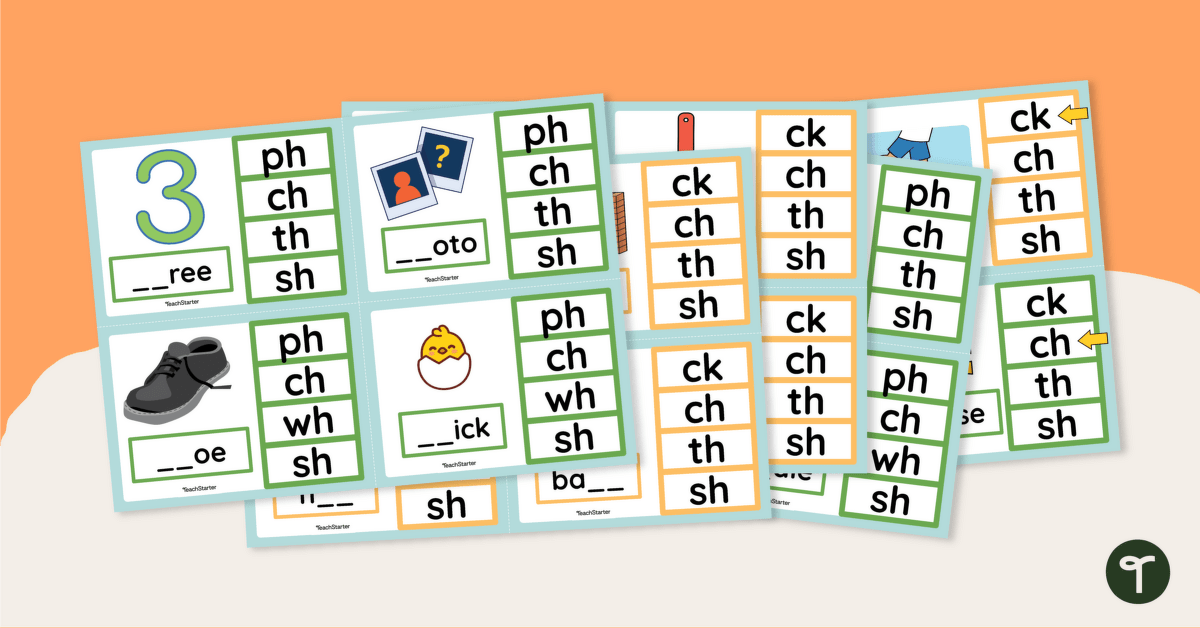 Consonant Digraph Peg Cards teaching resource