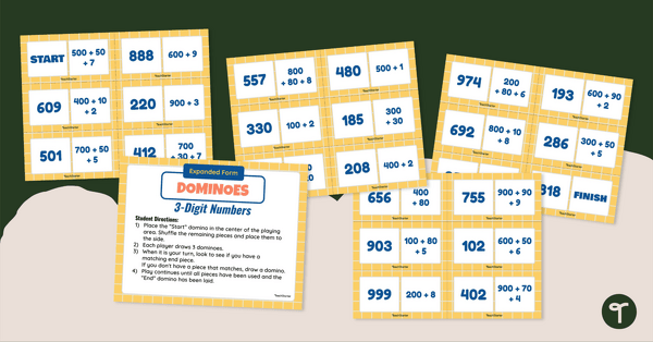 Expanded Form Dominoes (3-Digit Numbers) teaching resource