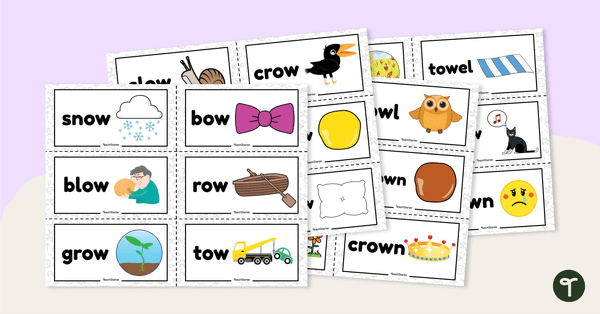 "Ow" Words - Illustrated Cards teaching resource