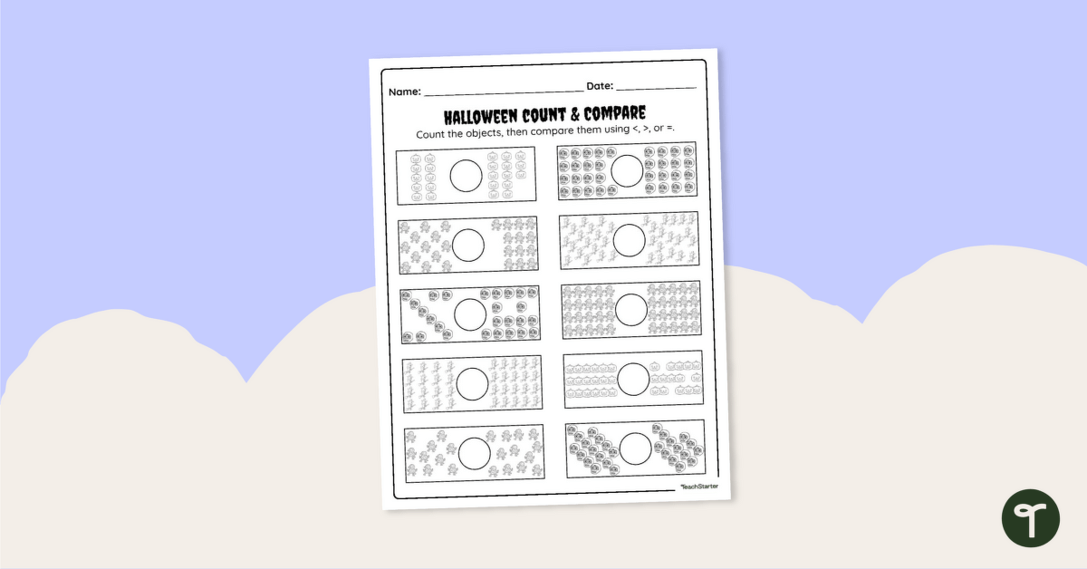 Halloween Count and Compare Worksheet teaching resource