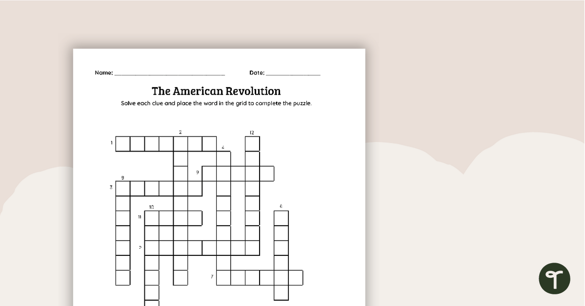 American Revolution Crossword Puzzle teaching-resource