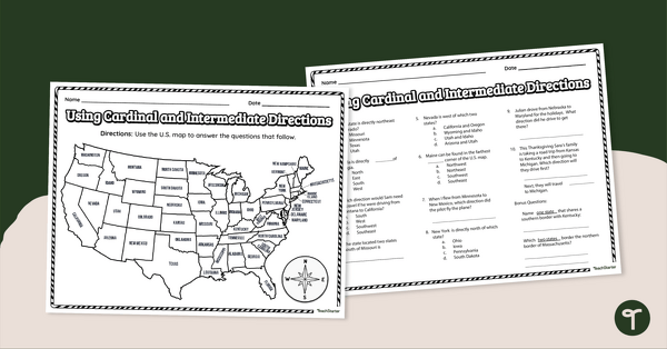 Go to Using Cardinal and Intermediate Directions Worksheet teaching resource