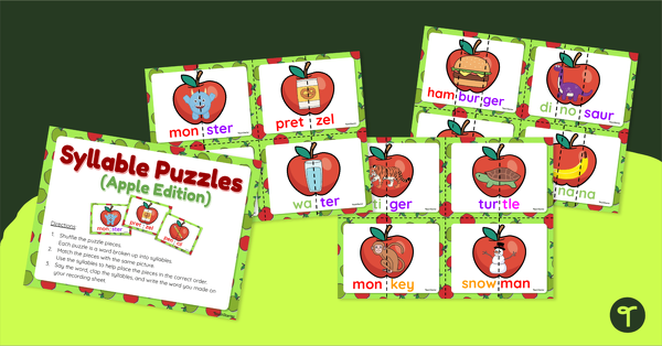Syllable Puzzles - Apple-Themed Activity teaching resource