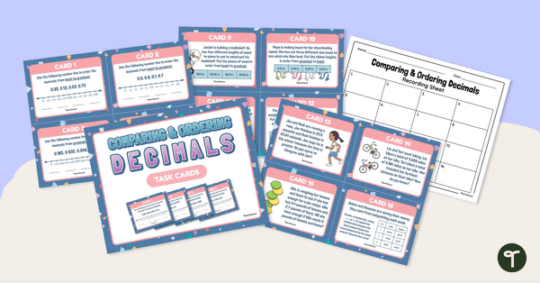 Go to Comparing and Ordering Decimals – Task Cards teaching resource
