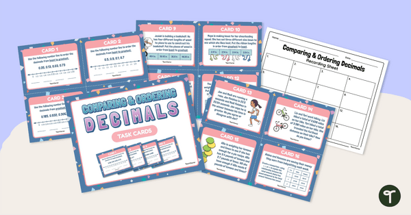 Go to Comparing and Ordering Decimals Task Cards teaching resource