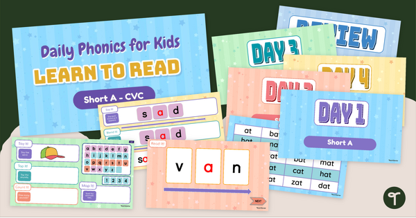 Go to Learn to Read Short A - Daily Phonics for Kids teaching resource