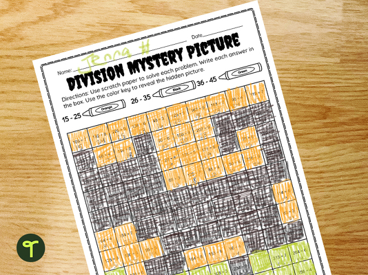Halloween Division Mystery Picture - Multi-Digit teaching resource