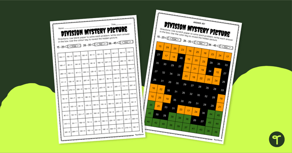 Halloween Division Mystery Picture - Multi-Digit teaching resource